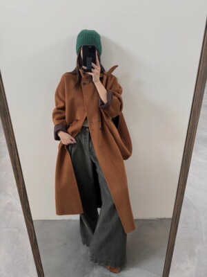 2025秋冬新款双面羊绒大衣女中长款韩版宽松羊毛呢外套斗篷披肩包