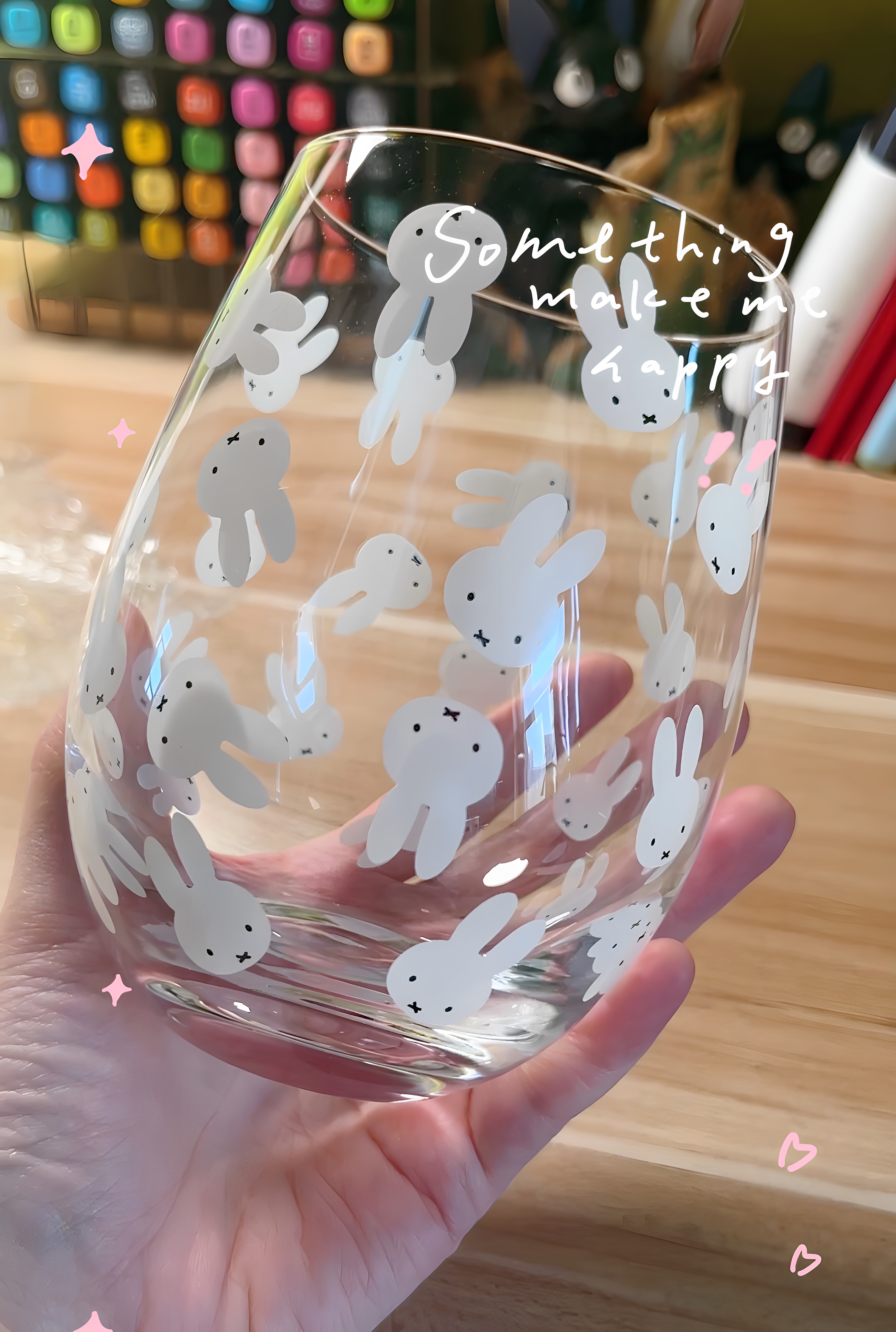 现货米菲可爱小兔子玻璃水杯果汁可定制大肚玻璃杯耐热兔兔高硼硅