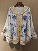 客定链接 孔雀苏绣旗袍上衣 打籽绣团纹氅衣