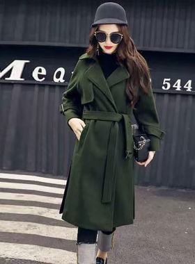 妃蝶轩【反季清仓】大码女装秋冬季时尚加厚羊毛呢大衣外套女8203