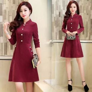 大码 女装 灯芯绒连衣裙 断码 1801 长袖 清仓 春秋季 妃蝶轩 春秋装