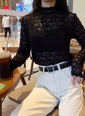 妃蝶轩【断码清仓】女装秋季柔软舒适浪漫睫毛蕾丝衫 D631