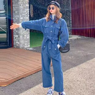 大码 女装 时尚 妃蝶轩 套装 清仓 优雅牛仔灯芯绒连体裤 2063 断码