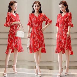 大码 女装 V领连衣裙 断码 6122 优雅短袖 清仓 时尚 妃蝶轩 夏季