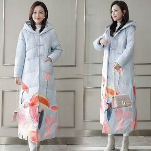 断码 棉衣外套 清仓 高贵复古印花连帽长款 32A 秋冬季 妃蝶轩