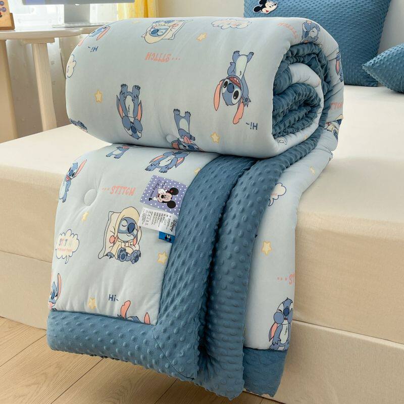 卡通豆豆被冬季保暖宝宝盖毯豆豆绒加厚棉被冬季午睡春秋被子被芯