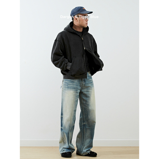 男 休闲长裤 2025新款 cleanfit原牛手工猫须水洗蓝直筒宽松牛仔裤