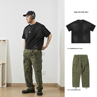 SeefortheALL 定番M51水洗CargoPants美式多口袋直筒工装裤男潮牌