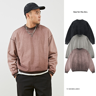 SeefortheALL 380g重磅 廓形圆领卫衣基础款宽松水洗卫衣男