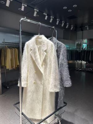 经典气质羊绒羊毛拉绒长款秋冬加厚宽松女士大衣