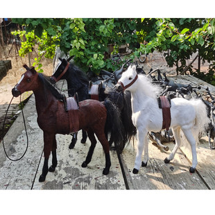 仿真动物温血马模型1/6大宛马古代兵人坐骑空灵阁万历马具摆件