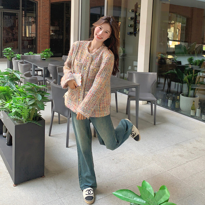 绝美气质感短款花色小香风外套女春秋超火好看高级感小众夹克上衣,女装毛呢外套,世纪海洋