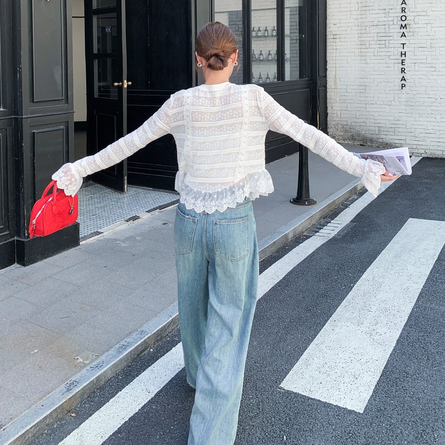 法式甜美米白色蕾丝花边衬衫外套女春秋2025新款气质爆款漂亮上衣,女装衬衫,世纪海洋