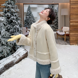 麂皮绒加绒一体高级感毛毛感外套155-8703-P190K275，女装短外套，世纪海洋