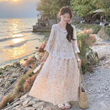 法式蕾丝镂空防晒衫连衣裙女2025夏季新款显瘦超好看碎花吊带长裙，商品下架区，世纪海洋