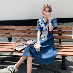 盐系减龄披肩牛仔连衣裙女2025春秋季新款收腰显瘦高级感衬衫长裙图片