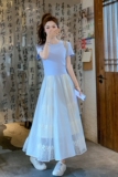 假两件针织蕾丝拼接连衣裙女夏2025新款特别漂亮掐腰裙子绝美洋气，女装连衣裙，世纪海洋
