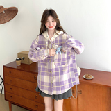 毛呢连帽格子宽松外套155-8647-P190K265，女装短外套，世纪海洋