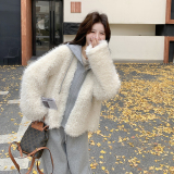 撞色拼接防风抽绳连帽宽松短外套155-8713-P195K295，女装短外套，世纪海洋