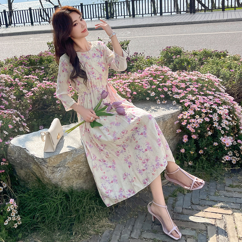 【下架】时尚圆领中式盘扣腰间抽绳连衣裙155-(901-2)-P95K155,女装连衣裙,世纪海洋
