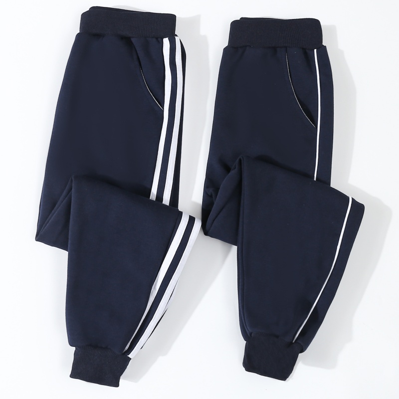 校服裤子纯棉春秋夏季加绒加厚两条杠学生一道杠深蓝色运动裤长裤