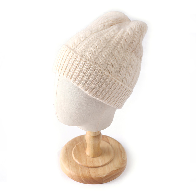 简约麻花100%纯羊毛包头帽男女冬季针织保暖时尚百搭修身弹力帽子
