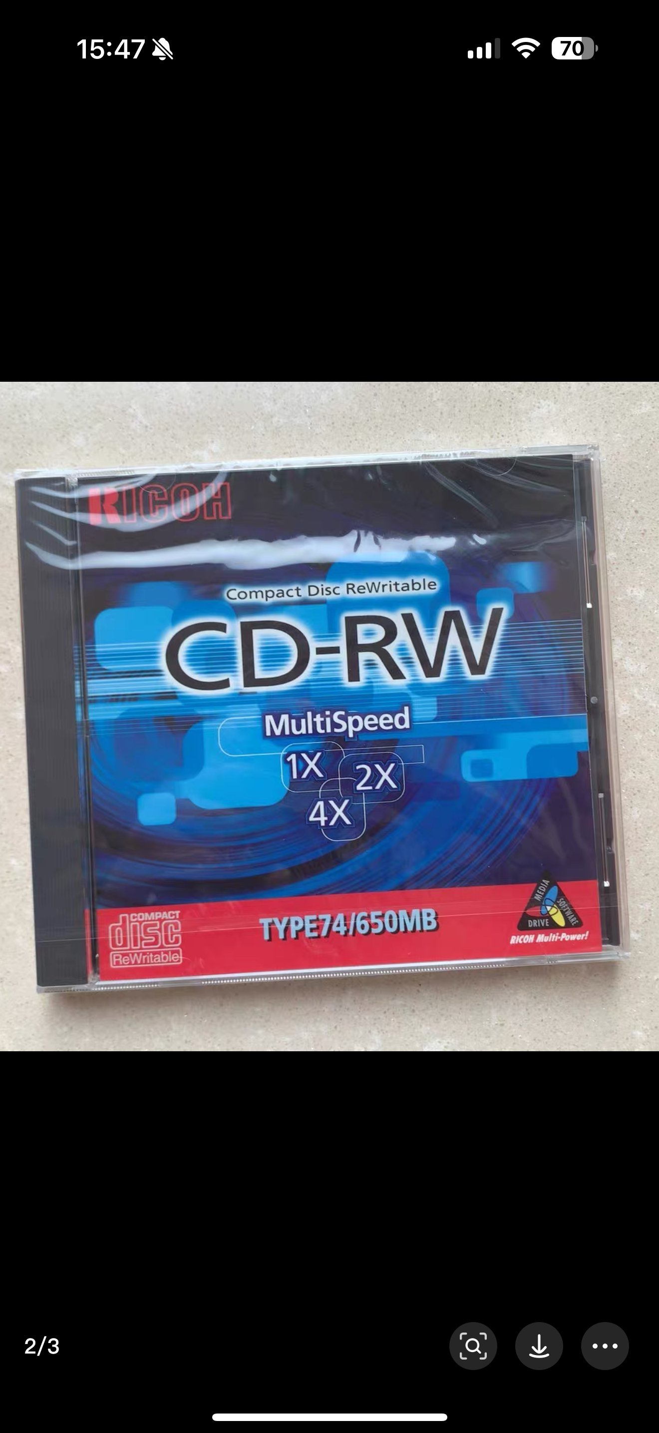 日本原产理光全新原装CD-RW光盘可重复擦写刻录盘650M 1x 2x 4X