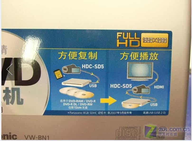 일본산 PANASONIC 외장 음악 CD DVD 버너 VW-BN1 슬롯인 모바일 광 드라이브 USB[전원 공급 장치 포함]