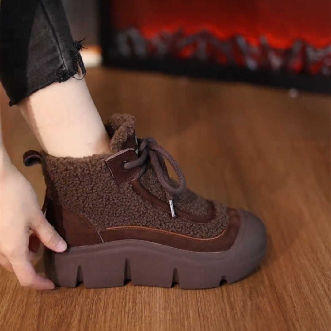 羊羔毛短靴马丁靴厚底雪地靴女2024年加绒保暖高帮鞋休闲妈妈棉鞋,女鞋,时尚雪地靴,淘宝优惠券,粉丝福利购,淘宝优惠卷