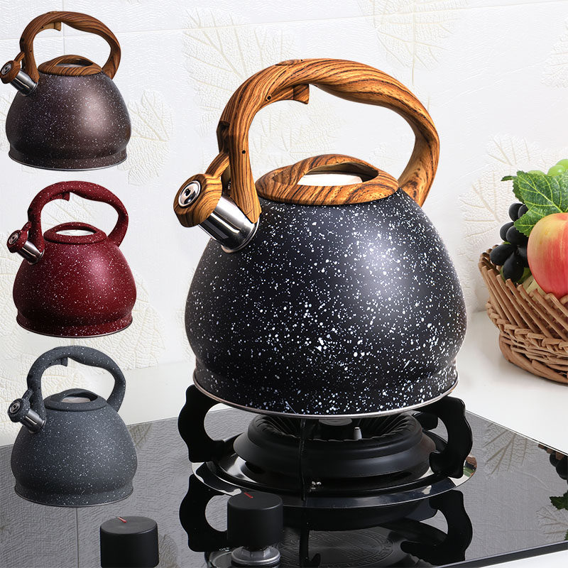 北欧高颜值电磁炉煤气灶用3.0L大容量家用304不锈钢鸣笛音烧水壶