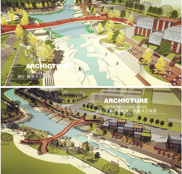 现代/异形/滨水河景观公园/带形/构架/曲线景观桥设计方案/su模型