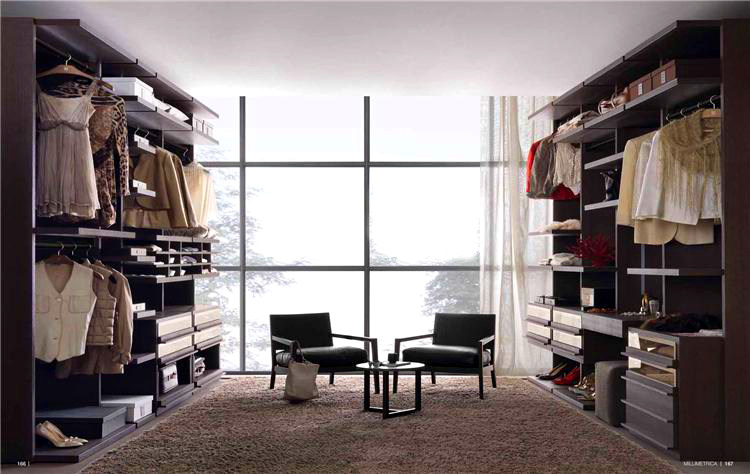 国外时尚板式衣柜衣橱装修实景图效果设计素材资料