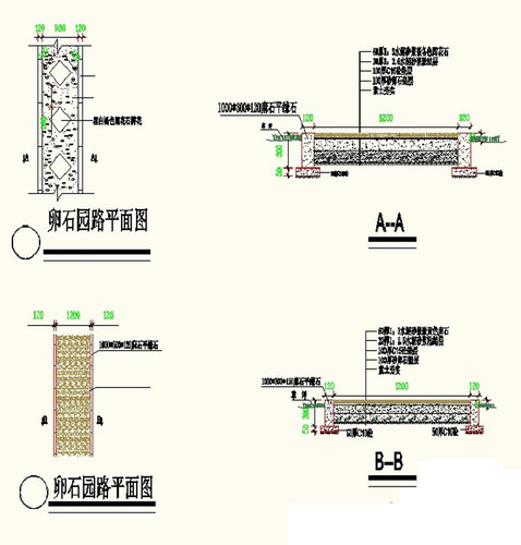 园林景观园路菏花汀步道路路缘石铺装设计CAD图库设计素材
