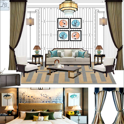 中式风格样板房软装PPT配置设计（可编辑可移动）方案模板素材