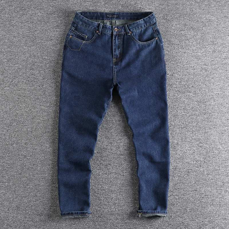 欧美简约水洗做旧无弹牛仔裤