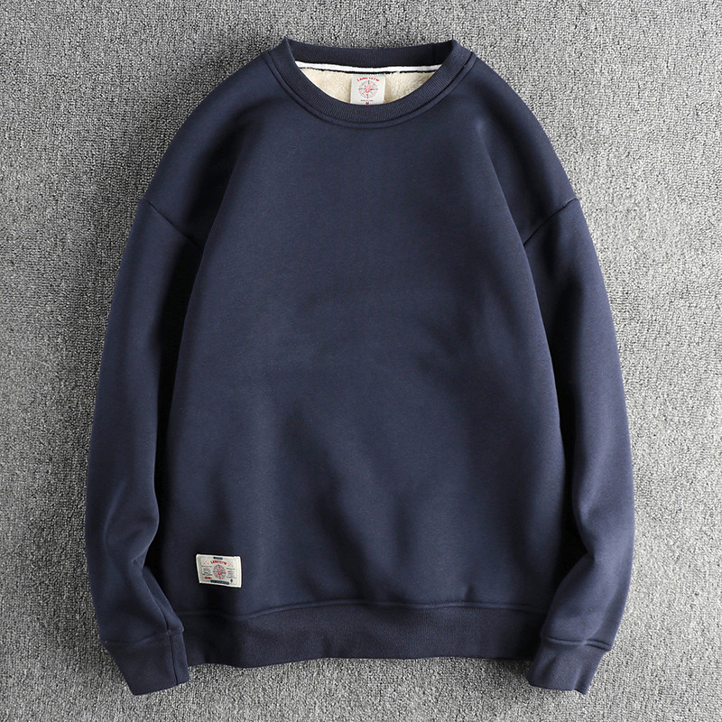 基础复古纯色毛绒保暖卫衣