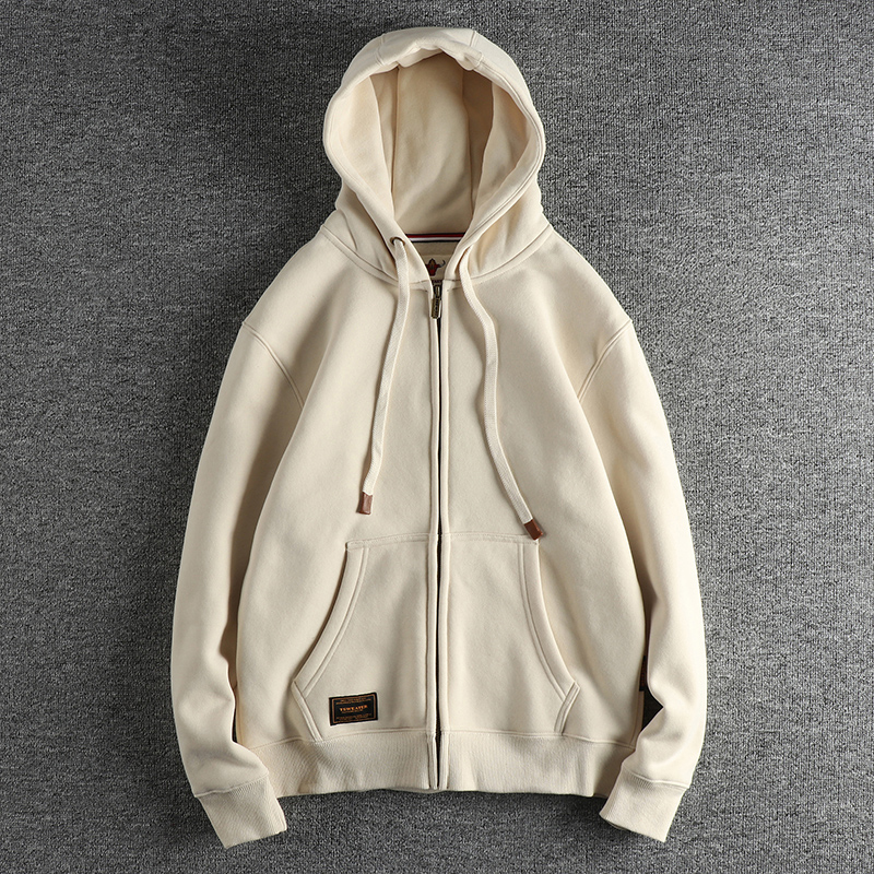 复古潮流加绒加厚开衫卫衣