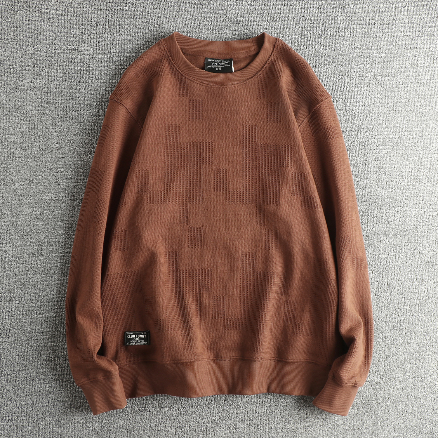 320g重磅提花针织面料男装卫衣