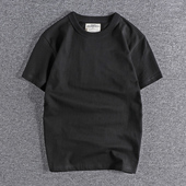 圆领短袖 260G高克重纯棉青年T恤衫 咔叽复古水洗纯色清新百搭男士