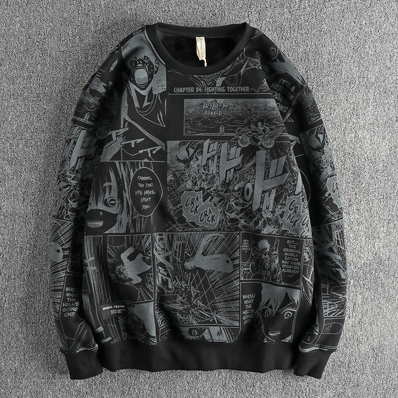 欧美秋冬潮款漫画印花卫衣