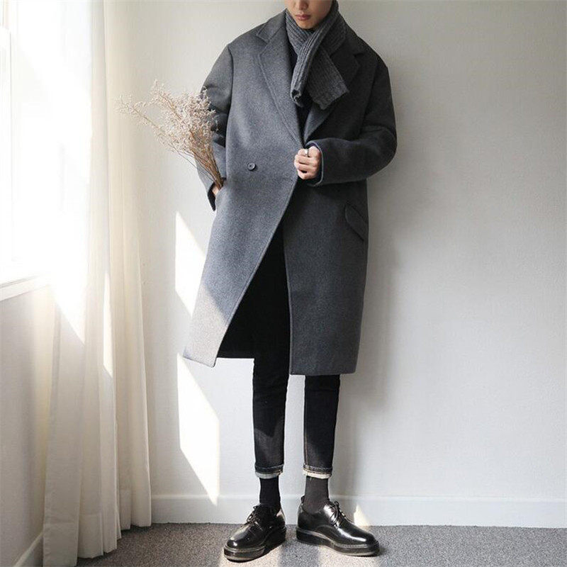 2025秋冬季新款毛呢大衣男中长款青年风衣韩版呢子宽松羊绒外套