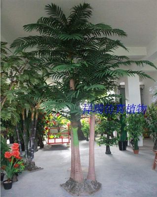 新品仿真三杆椰子叶大树棕榈科热带植物假山工程博物馆装饰直销