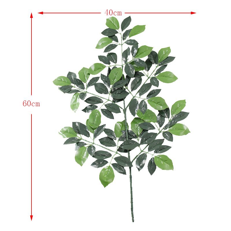 新品仿真植物防火榕叶树假树叶平面5叉枝京钱叶榆树PVE厂家直销