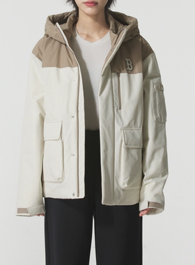 MLB正品新款冬季男女同款百搭连帽拼接运动休闲羽绒服3ADJB0556