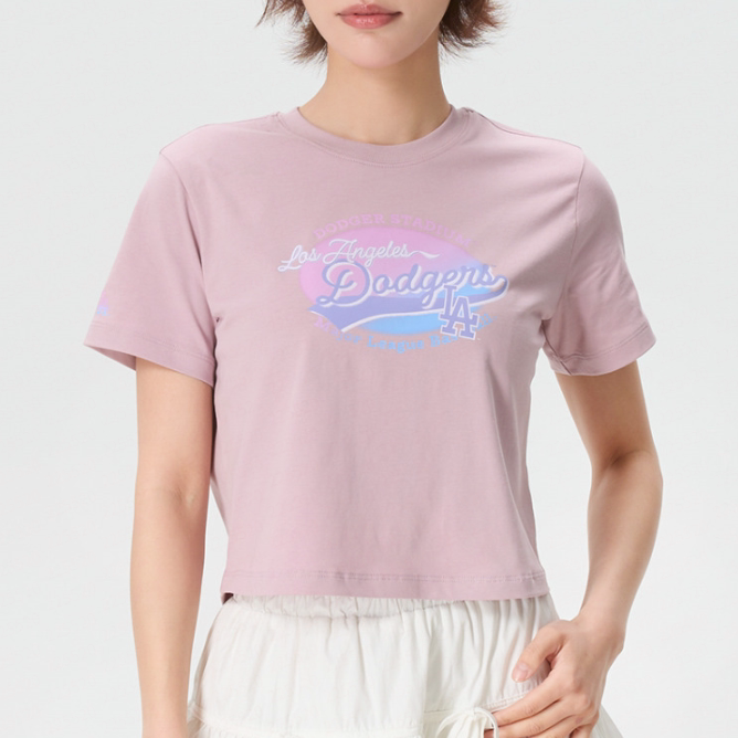 MLB正品新款夏季女款短款印花圆领时尚百搭休闲短袖T恤3FTSX0663图片