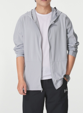 UA安德玛正品春秋男子修身时尚户外运动针织连帽夹克外套1379674