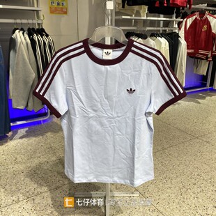 Adidas阿迪达斯正品夏季新款女针织三叶草圆领修身短袖T恤KD3684