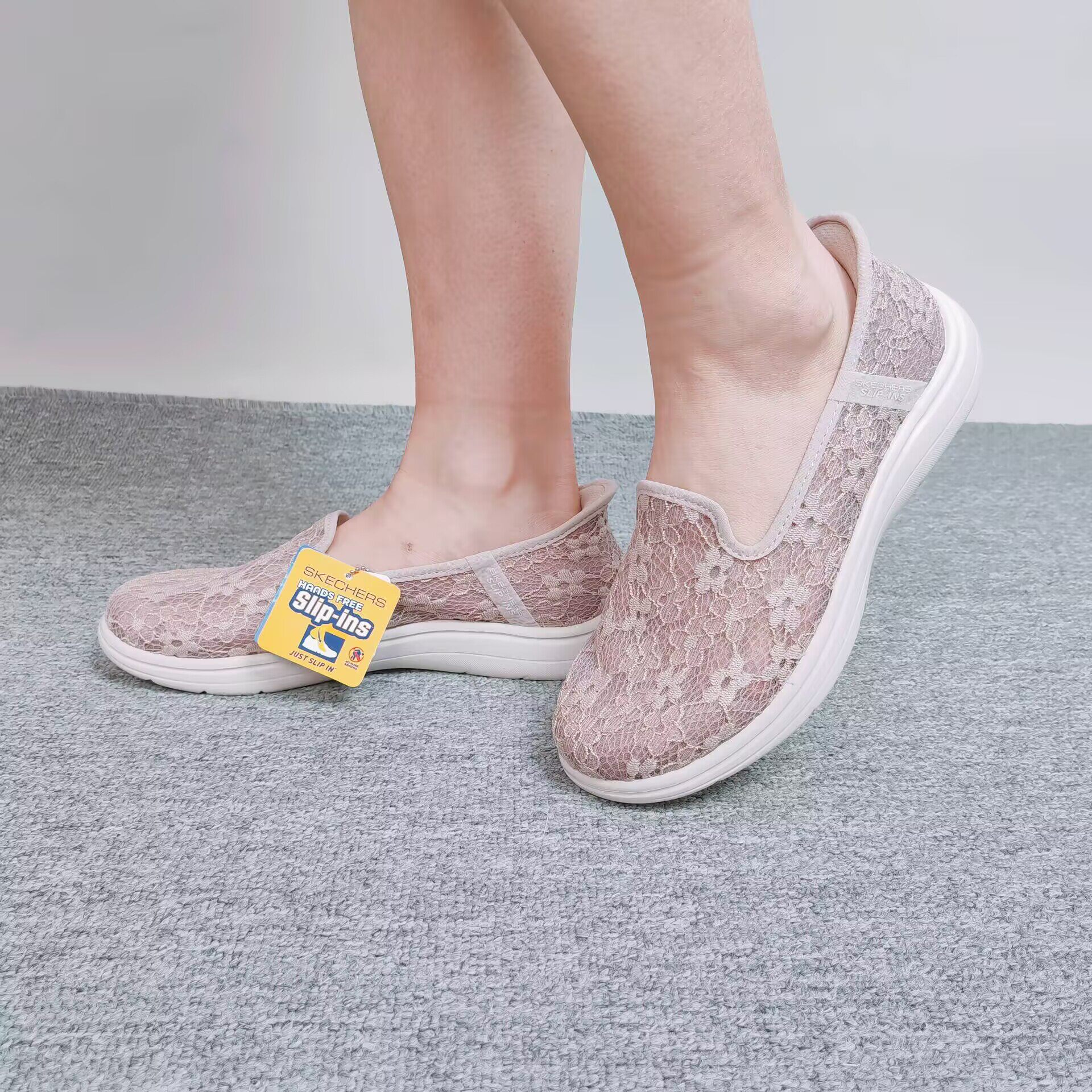 Skechers斯凯奇正品新款夏季女子浅口蕾丝透气一脚蹬休闲鞋138363