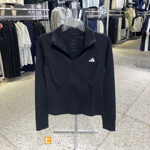 Adidas阿迪达斯正品秋季女新款梭织立领紧身拉链休闲外套JM9185