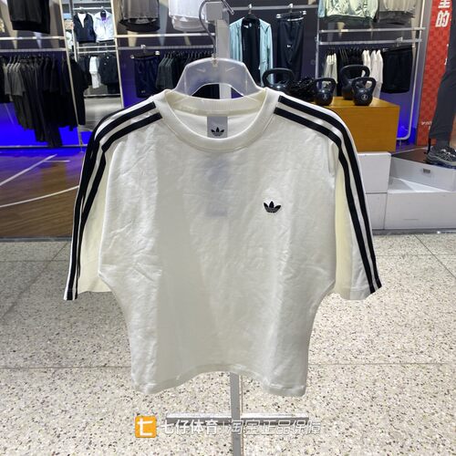 Adidas阿迪达斯正品新款夏季女三叶草针织圆领透气休闲短袖KY5093